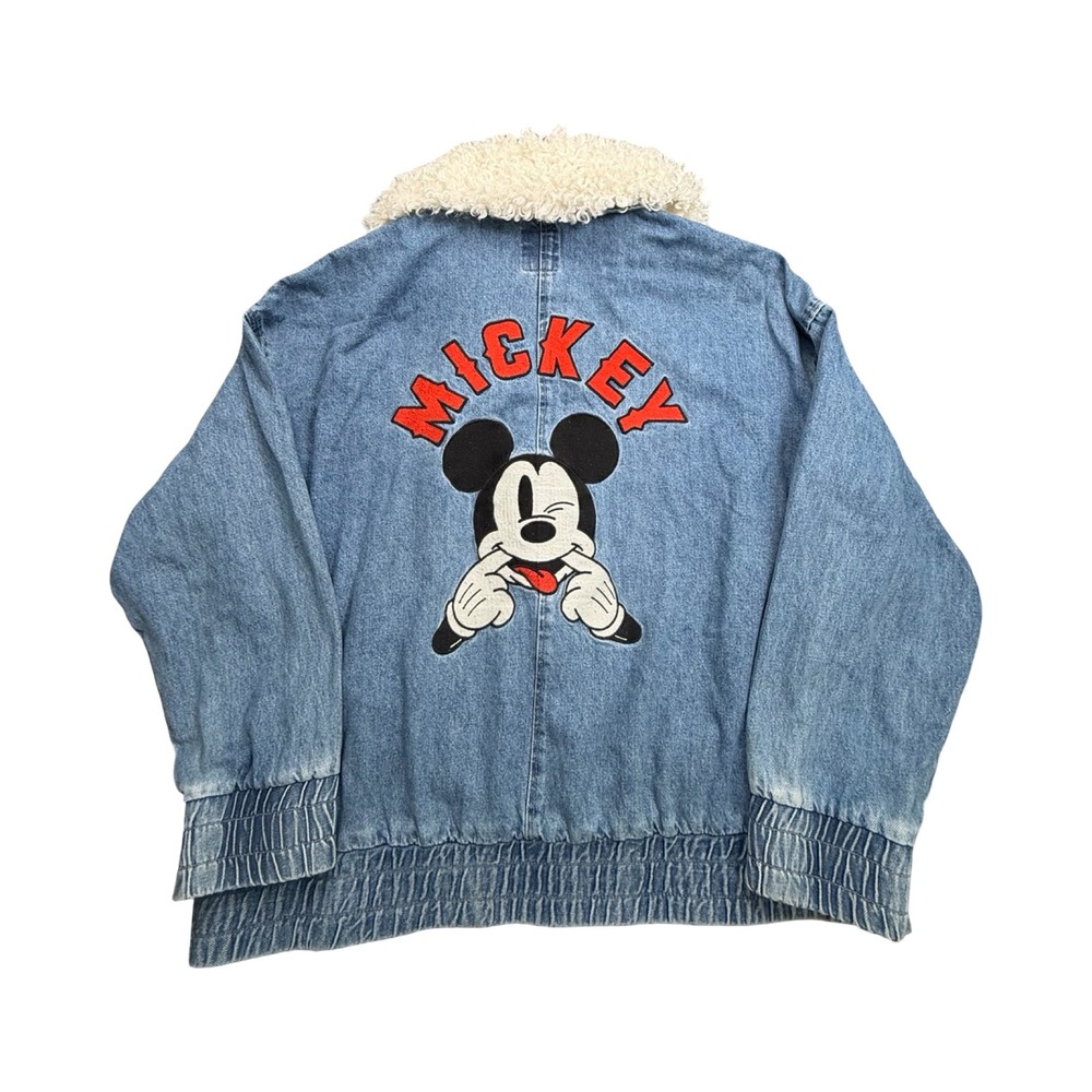 Disney Forever 21 Denim Jacket Women 1X Light Wash Mickey Mouse Bomber Western